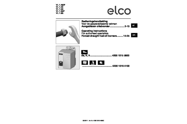 Handleiding Elco oliebranders type 1.40 t/m 1.95