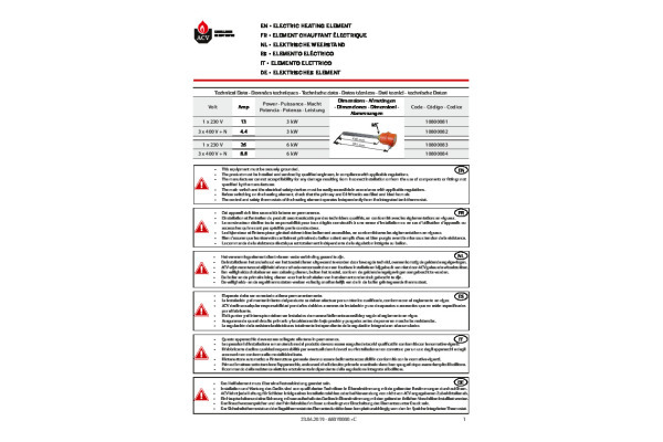 Handleiding elektrisch element ML